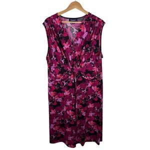 Roamans Floral Twist Front Dress Size 22/24 Stretch Comfort Office Career Flowy